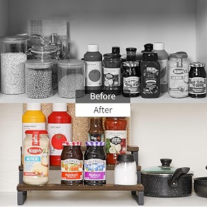 Deseno TWN three tier wooden countertop spice rack with kitchen jars