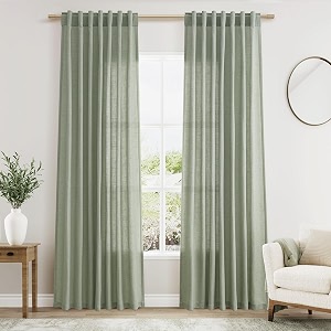 Desert Sage Linen Curtains 80 Inch Length