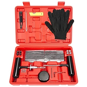 deshan 45pcs tire repair kit heavy duty tire plug kit with universal tire repair tools to fix punctures and plug flats for carmotorcycletrucktractortrailerrvatv