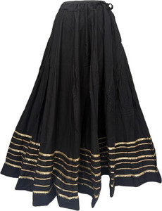 desi butik women solid flared black skirt