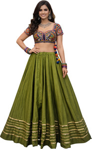 desi butik solid women flared light green skirt