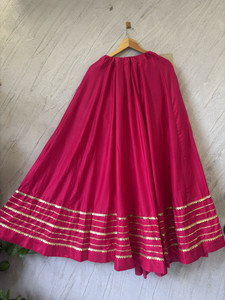 desi butik solid women flared pink skirt