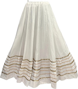 desi butik women solid flared white skirt