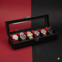Desicraft Men's and Women's Watch Box Holder Organizer Case in Black color(6 Compartments) Watch Box