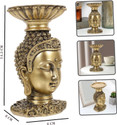 DesiDecor Buddha Head Candlestick Decorative Showpiece  -  11 cm (Crystal, Gold)