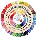 Desiderio Embroidery Material Kit for Beginners with 3pcs Wooden Embroidery Hoop (Size: 5”,6” and 8” Inches) 25pcs Multicolor Threads and 15pcs Needles, 1 Threaders Set 1 (Embroidery Kit)