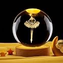 Desidiya 3D Dancing Fairy Crystal Ball Night Light 2.4 Inch Glass Ball Night LED Lamp with Woodern Base Perfect for Gift
