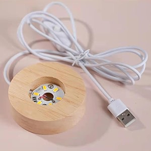 desidiya 3d moon fairy engraved crystal ball night light with wooden base - led usb table lamp for kids teens and home decor