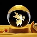 Desidiya 3D String Fairy Crystal Ball Night Light 2.4 Inch Glass Ball Night LED Lamp with Woodern Base Perfect for Gift