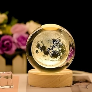 desidiya moon crystal ball night light24 inch glass ball night led lamp with woodern basedecorations gifts for menwomenkidsboysgirls  gifts for woman  valentine gift for girlfriends