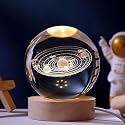 Desidiya Unique 3D Universe Crystal Ball Night Light with Wooden Base - LED USB Table Lamp for Kids, Teens, and Home Decor