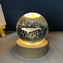 Desidiya Whale 3D Crystal Ball Night Light with Wooden Base - LED USB Table Lamp for Kids, Teens, and Home Decor