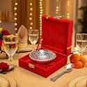 Design Decor Gallery German Silver Bowl with Spoon in Royal Velvet Box | Premium Wedding Return Gift, Festive & Home Décor Item
