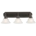 Design House 517615 Millbridge Vanity Light Dimmable with Frosted Glass for Above Bathroom Mirror, Oil Rubbed Bronze, 3-Light
