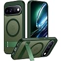Temdan Designed for Google Pixel 11 Pro Case 2026, [Built-in Invisible Kickstand][Compatible with MagSafe][Military Grade Shockproof] Slim Translucent Matte Phone Case-Green