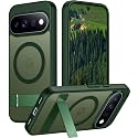 Temdan Designed for Google Pixel 11 Pro XL Case 2026, [Built-in Invisible Kickstand][Compatible with MagSafe][Military Grade Shockproof] Slim Translucent Matte Phone Case-Green