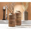 Handmade Mango Wood Flower Vase for Home Decor in Natural Finish |Small- 6"X 12", Large-7" X 14" Ideal Flower Pots for Home Decoration (Pack of 2)
