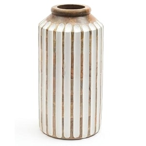 handmade mango wood flower vase for home decor in natural finish small- 634x 1234 large-734 x 1434 ideal flower pots for home decoration pack of 2