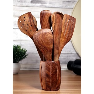 sheesham wood spoon set for cooking includes dessert rice frying serving spatula for nonstick cookware kitchen utensils wooden spatula set for cooking set of 8