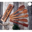Sheesham Wood Spoon Set for Cooking Includes Dessert Rice Spoons, Frying Serving Spatula, Wooden for Nonstick Cookware Kitchen Utensils and Cooking Spoon (‎Spoon Set of 5)