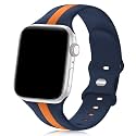 Seizehe Designer Sport Band Compatible with Apple Watch iWatch Bands 38mm 40mm 41mm 42mm 44mm 45mm 49mm Men Women, Soft Silicone Strap Wristbands for Apple Watch Series 11/10/9/8/7/6/5/4/3/2/1/se/Ultra (Orange Blue, 38/40/41/
