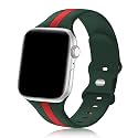 Seizehe Designer Sport Band Compatible with Apple Watch iWatch Bands 38mm 40mm 41mm 42mm 44mm 45mm 49mm Men Women, Soft Silicone Strap Wristbands for Apple Watch Series 11/10/9/8/7/6/5/4/3/2/1/se/Ultra (A-Green Red,44/45/46/4