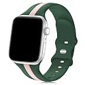 Seizehe Designer Sport Band Compatible with Apple Watch iWatch Bands 38mm 40mm 41mm 42mm 44mm 45mm 49mm Men Women, Soft Silicone Strap Wristbands for Apple Watch Series 11/10/9/8/7/6/5/4/3/2/1/se/Ultra (Grass Green Pink, 38/4