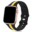 Seizehe Designer Sport Band Compatible with Apple Watch iWatch Bands 38mm 40mm 41mm 42mm 44mm 45mm 49mm Men Women, Soft Silicone Strap Wristbands for Apple Watch Series 11/10/9/8/7/6/5/4/3/2/1/se/Ultra (Black Yellow, 38/40/41