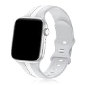Seizehe Designer Sport Band Compatible with Apple Watch iWatch Bands 38mm 40mm 41mm 42mm 44mm 45mm 49mm Men Women, Soft Silicone Strap Wristbands for Apple Watch Series 11/10/9/8/7/6/5/4/3/2/1/se/Ultra (Silvery White, 38/40/4