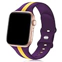 Seizehe Designer Sport Band Compatible with Apple Watch iWatch Bands 38mm 40mm 41mm 42mm 44mm 45mm 49mm Men Women, Soft Silicone Strap Wristbands for Apple Watch Series 11/10/9/8/7/6/5/4/3/2/1/se/Ultra (Purple Yellow,44/45/46