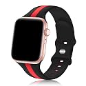 Seizehe Designer Sport Band Compatible with Apple Watch iWatch Bands 38mm 40mm 41mm 42mm 44mm 45mm 49mm Men Women, Soft Silicone Strap Wristbands for Apple Watch Series 11/10/9/8/7/6/5/4/3/2/1/se/Ultra (Black Red, 38/40/41/42