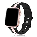 Seizehe Designer Sport Band Compatible with Apple Watch iWatch Bands 38mm 40mm 41mm 42mm 44mm 45mm 49mm Men Women, Soft Silicone Strap Wristbands for Apple Watch Series 11/10/9/8/7/6/5/4/3/2/1/se/Ultra (Black Pink,44/45/46/49