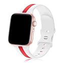 Seizehe Designer Sport Band Compatible with Apple Watch iWatch Bands 38mm 40mm 41mm 42mm 44mm 45mm 49mm Men Women, Soft Silicone Strap Wristbands for Apple Watch Series 11/10/9/8/7/6/5/4/3/2/1/se/Ultra (White Red, 44/45/46/49