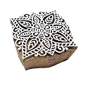 Designer Square Mandala Pattern Wood Print Textile Stamp - DIY Henna Fabric Textile Paper Clay Pottery Block Printing Stamp