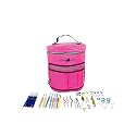 Designer Stitch Happy Crocheting Kit: 52 Piece Crochet Kit for Beginners &amp; 7 Pocket Yarn Bag, Signature Yarn Storage - Fuchsia