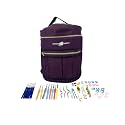 Designer Stitch Happy Crocheting Kit: 52 Piece Crochet Kit for Beginners &amp; 7 Pocket Yarn Bag, Signature Yarn Storage - Royal Purple