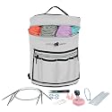 Designer Stitch Happy Knitting Starter Kit: 20 Piece Knitting Kit for Beginners &amp; 7 Pocket Yarn Bag, Signature Yarn Storage - Gray