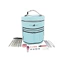 Designer Stitch Happy Knitting Starter Kit: 20 Piece Knitting Kit for Beginners &amp; 7 Pocket Yarn Bag, Signature Yarn Storage - Angel Blue
