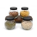 Designer Transparent Glass Storage Jar with Black