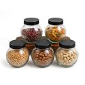 Designer Transparent Glass Storage Jar with Black