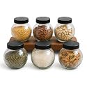 Designer Transparent Glass Storage Jar with Black