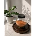 Designer Transparent Glass Storage Jar with Black