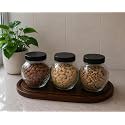 Designer Transparent Glass Storage Jar with Black