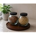 Designer Transparent Glass Storage Jar with Black