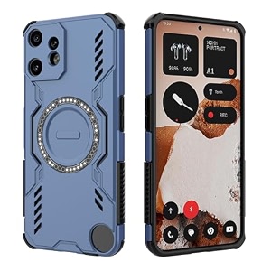 designerz hub back cover for cmf phone 2 pro  shockproof case with magnetic metal ring supports magsafe charger amp car mount  military grade protection  blue