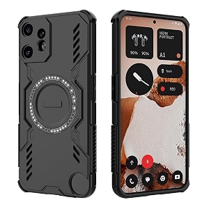 designerz hub back cover for cmf phone 2 pro  case with magnetic metal ring supports magsafe charger amp car mount  military grade protection  black