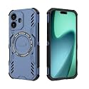 Designerz hub® Back Cover Compatible with iPhone 17 | Rugged Shockproof Armor Case with Magnetic Metal Ring Supports Magsafe Charger &amp; Car Mount | Military Grade Protection | Blue