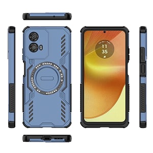 designerz hub back cover for infinix note 50s 5g  case with magnetic metal ring supports magsafe charger amp car mount  military grade protection  blue