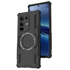 designerz hub back cover for realme 15x 5g  shockproof case with magnetic metal ring supports magsafe charger amp car mount  military grade protection  blue