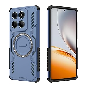 designerz hub back cover for moto edge 60 fusion 5g  shockproof case with magnetic metal ring supports magsafe charger amp car mount  military grade protection  blue